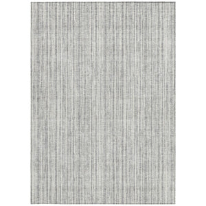HomeRoots 5' Stylish Gray and Silver Striped Area Rug - Durable, Washable, Perfect for Indoor or Outdoor Spaces 5' X 8' 585491