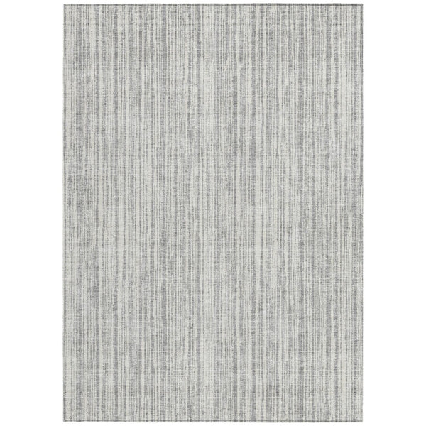 HomeRoots 5' Stylish Gray and Silver Striped Area Rug - Durable, Washable, Perfect for Indoor or Outdoor Spaces 5' X 8' 585491