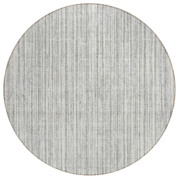 HomeRoots 5' Stylish Gray and Silver Striped Area Rug - Durable, Washable, Perfect for Indoor or Outdoor Spaces 8' Round 585492