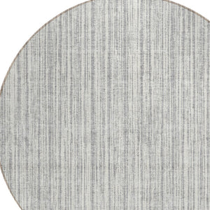 HomeRoots 5' Stylish Gray and Silver Striped Area Rug - Durable, Washable, Perfect for Indoor or Outdoor Spaces 8' Round 585492