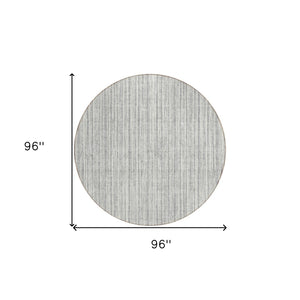 HomeRoots 5' Stylish Gray and Silver Striped Area Rug - Durable, Washable, Perfect for Indoor or Outdoor Spaces 8' Round 585492