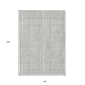HomeRoots 5' Stylish Gray and Silver Striped Area Rug - Durable, Washable, Perfect for Indoor or Outdoor Spaces 8' X 10' 585493