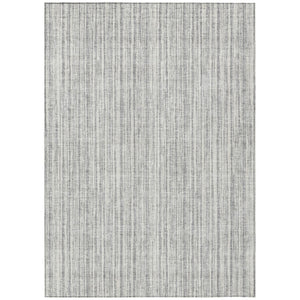 HomeRoots 9' Gray and Silver Striped Washable Area Rug – Durable Indoor/Outdoor Design for Stylish Spaces 9' X 12' 585494