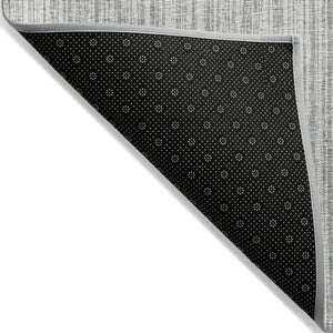 HomeRoots 9' Gray and Silver Striped Washable Area Rug – Durable Indoor/Outdoor Design for Stylish Spaces 9' X 12' 585494