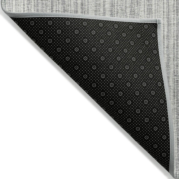 HomeRoots 9' Gray and Silver Striped Washable Area Rug – Durable Indoor/Outdoor Design for Stylish Spaces 9' X 12' 585494