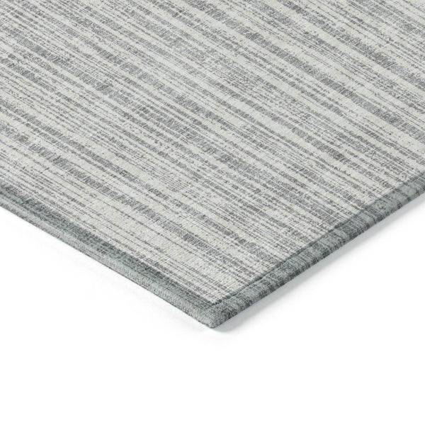 HomeRoots 9' Gray and Silver Striped Washable Area Rug – Durable Indoor/Outdoor Design for Stylish Spaces 9' X 12' 585494