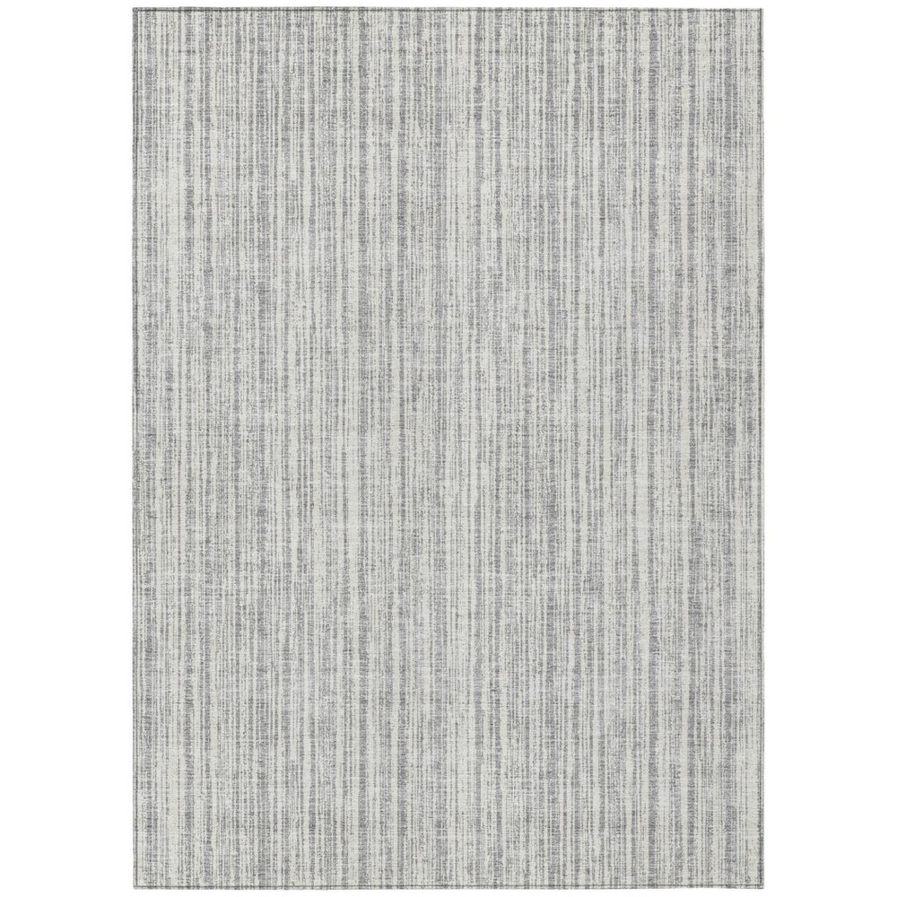 HomeRoots 5' Stylish Gray and Silver Striped Area Rug - Durable, Washable, Perfect for Indoor or Outdoor Spaces 10' X 14' 585495