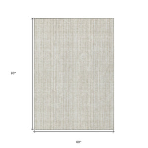 HomeRoots 5' Striped Indoor Outdoor Area Rug – Durable, Washable, Stain-Resistant for High-Traffic Spaces 5' X 8' 585497