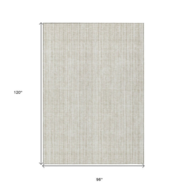 HomeRoots 5' Striped Indoor Outdoor Area Rug – Durable, Washable, Stain-Resistant for High-Traffic Spaces 8' X 10' 585499