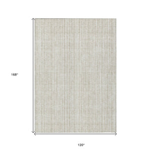 HomeRoots 5' Striped Indoor Outdoor Area Rug – Durable, Washable, Stain-Resistant for High-Traffic Spaces 10' X 14' 585501