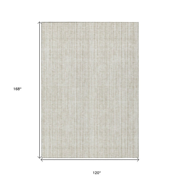 HomeRoots 5' Striped Indoor Outdoor Area Rug – Durable, Washable, Stain-Resistant for High-Traffic Spaces 10' X 14' 585501