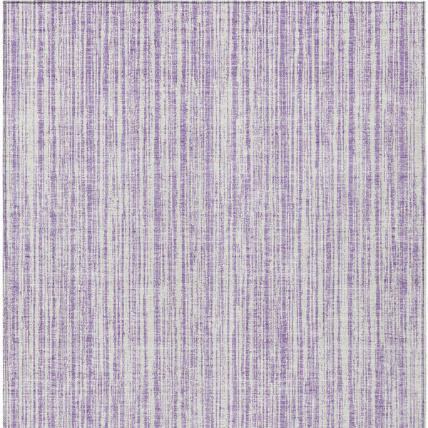 HomeRoots 5' Striped Lavender and Ivory Indoor Outdoor Area Rug – Stylish, Washable, and Versatile for All Spaces 5' X 8' 585503