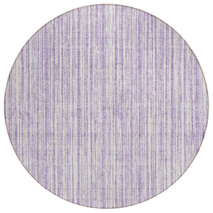 HomeRoots 5' Striped Lavender and Ivory Indoor Outdoor Area Rug – Stylish, Washable, and Versatile for All Spaces 8' Round 585504