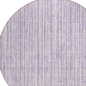 HomeRoots 5' Striped Lavender and Ivory Indoor Outdoor Area Rug – Stylish, Washable, and Versatile for All Spaces 8' Round 585504