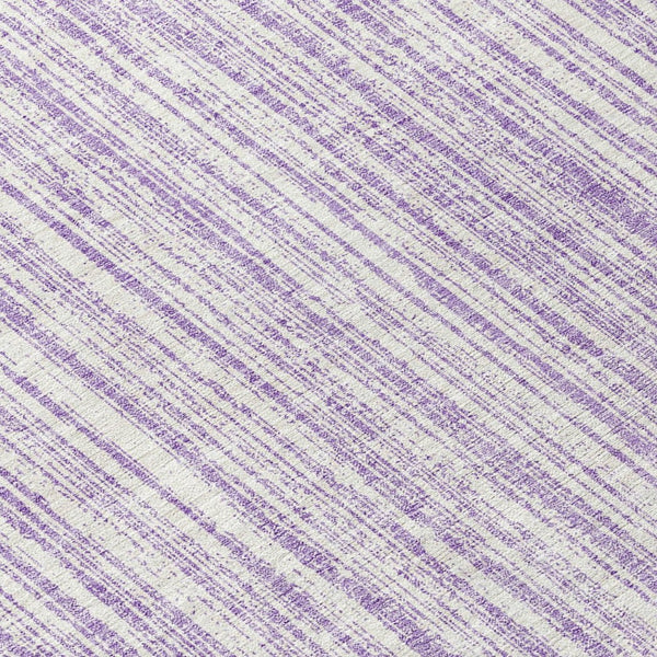 HomeRoots 5' Striped Lavender and Ivory Indoor Outdoor Area Rug – Stylish, Washable, and Versatile for All Spaces 8' Round 585504