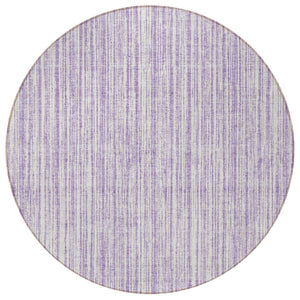HomeRoots 5' Striped Lavender and Ivory Indoor Outdoor Area Rug – Stylish, Washable, and Versatile for All Spaces 8' Round 585504