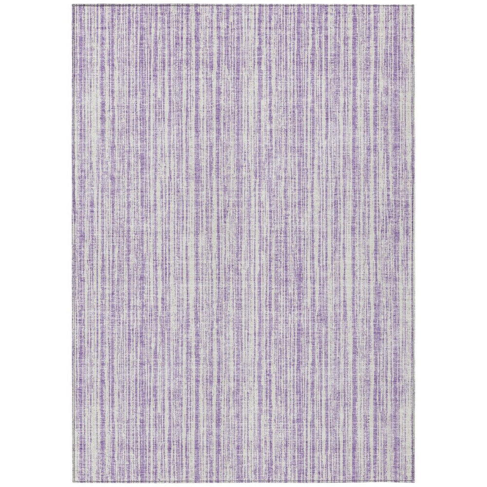 HomeRoots 5' Striped Lavender and Ivory Indoor Outdoor Area Rug – Stylish, Washable, and Versatile for All Spaces 8' X 10' 585505