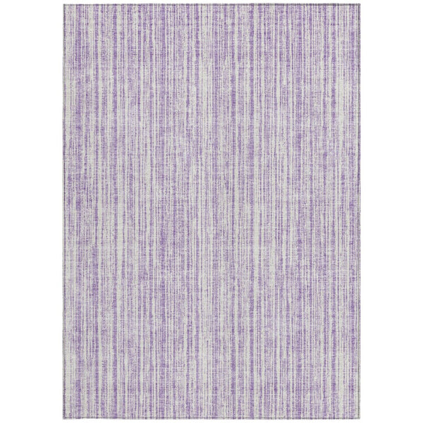 HomeRoots 9' Coastal-Inspired Lavender and Ivory Striped Washable Area Rug - Durable, Versatile, Easy Care! 9' X 12' 585506