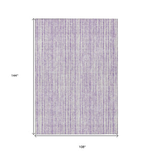 HomeRoots 9' Coastal-Inspired Lavender and Ivory Striped Washable Area Rug - Durable, Versatile, Easy Care! 9' X 12' 585506