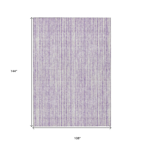 HomeRoots 9' Coastal-Inspired Lavender and Ivory Striped Washable Area Rug - Durable, Versatile, Easy Care! 9' X 12' 585506