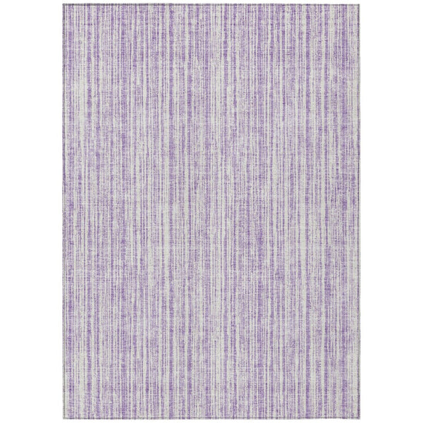 HomeRoots 9' Coastal-Inspired Lavender and Ivory Striped Washable Area Rug - Durable, Versatile, Easy Care! 9' X 12' 585506