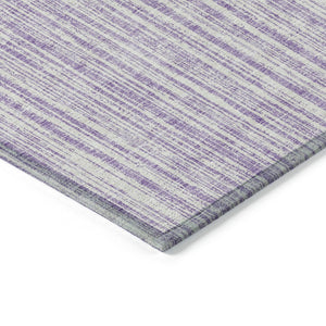 HomeRoots 9' Coastal-Inspired Lavender and Ivory Striped Washable Area Rug - Durable, Versatile, Easy Care! 9' X 12' 585506