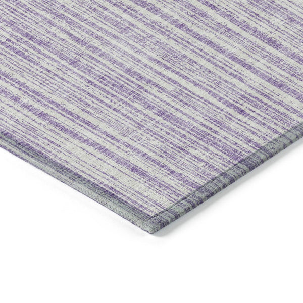HomeRoots 9' Coastal-Inspired Lavender and Ivory Striped Washable Area Rug - Durable, Versatile, Easy Care! 9' X 12' 585506