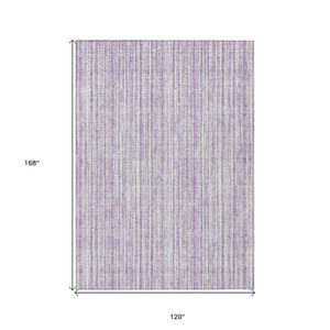 HomeRoots 5' Striped Lavender and Ivory Indoor Outdoor Area Rug – Stylish, Washable, and Versatile for All Spaces 10' X 14' 585507