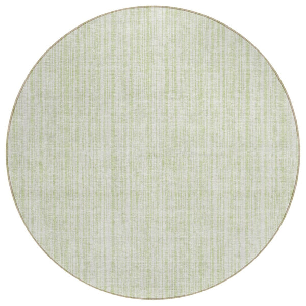 HomeRoots 5' Coastal-Inspired Mint Green and Ivory Striped Washable Area Rug for Indoor and Outdoor Use 8' Round 585510