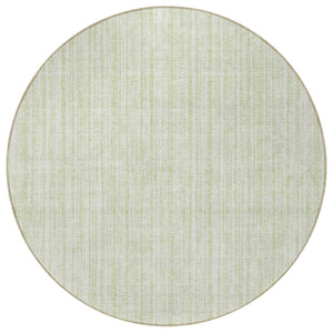 HomeRoots 5' Coastal-Inspired Mint Green and Ivory Striped Washable Area Rug for Indoor and Outdoor Use 8' Round 585510