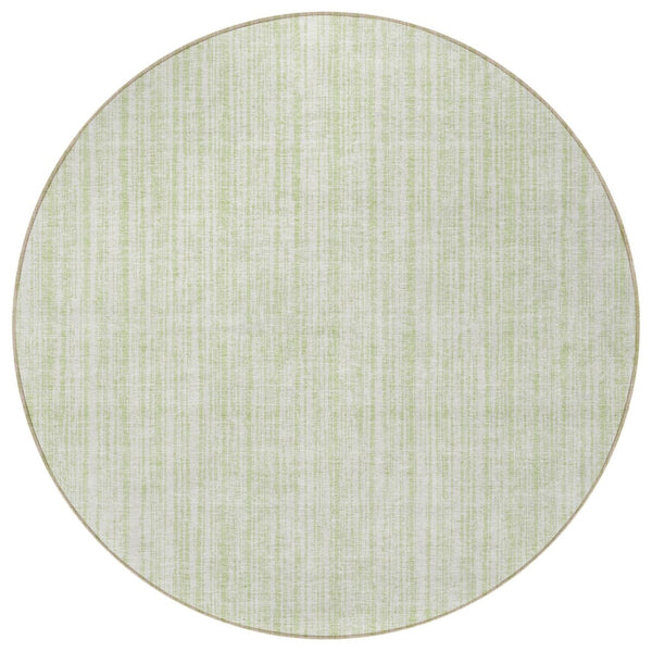 HomeRoots 5' Coastal-Inspired Mint Green and Ivory Striped Washable Area Rug for Indoor and Outdoor Use 8' Round 585510