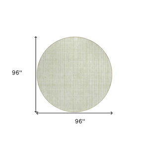 HomeRoots 5' Coastal-Inspired Mint Green and Ivory Striped Washable Area Rug for Indoor and Outdoor Use 8' Round 585510