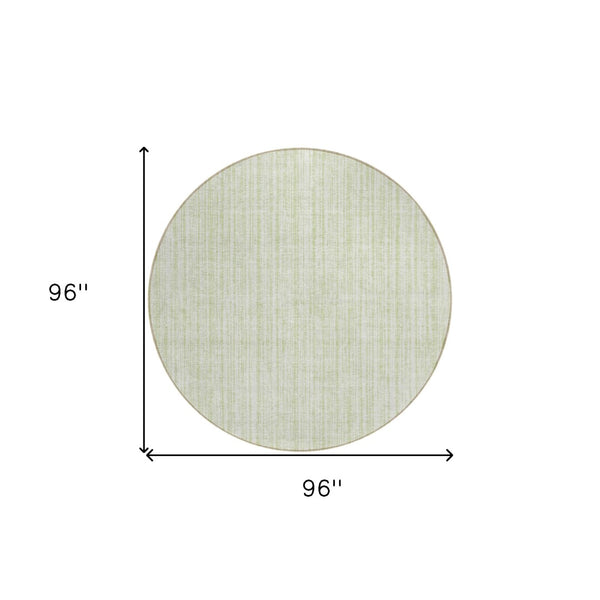 HomeRoots 5' Coastal-Inspired Mint Green and Ivory Striped Washable Area Rug for Indoor and Outdoor Use 8' Round 585510