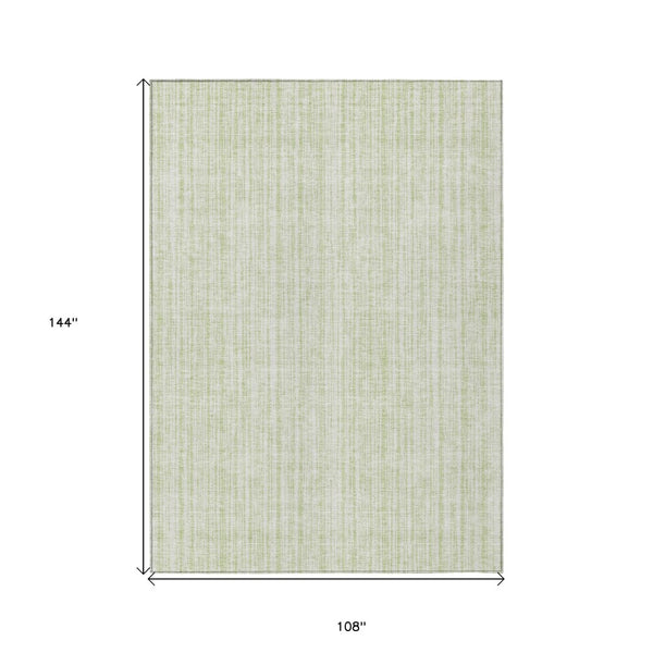 HomeRoots 9' Coastal-Inspired Mint Green and Ivory Striped Washable Area Rug for Indoor Outdoor Spaces 9' X 12' 585512