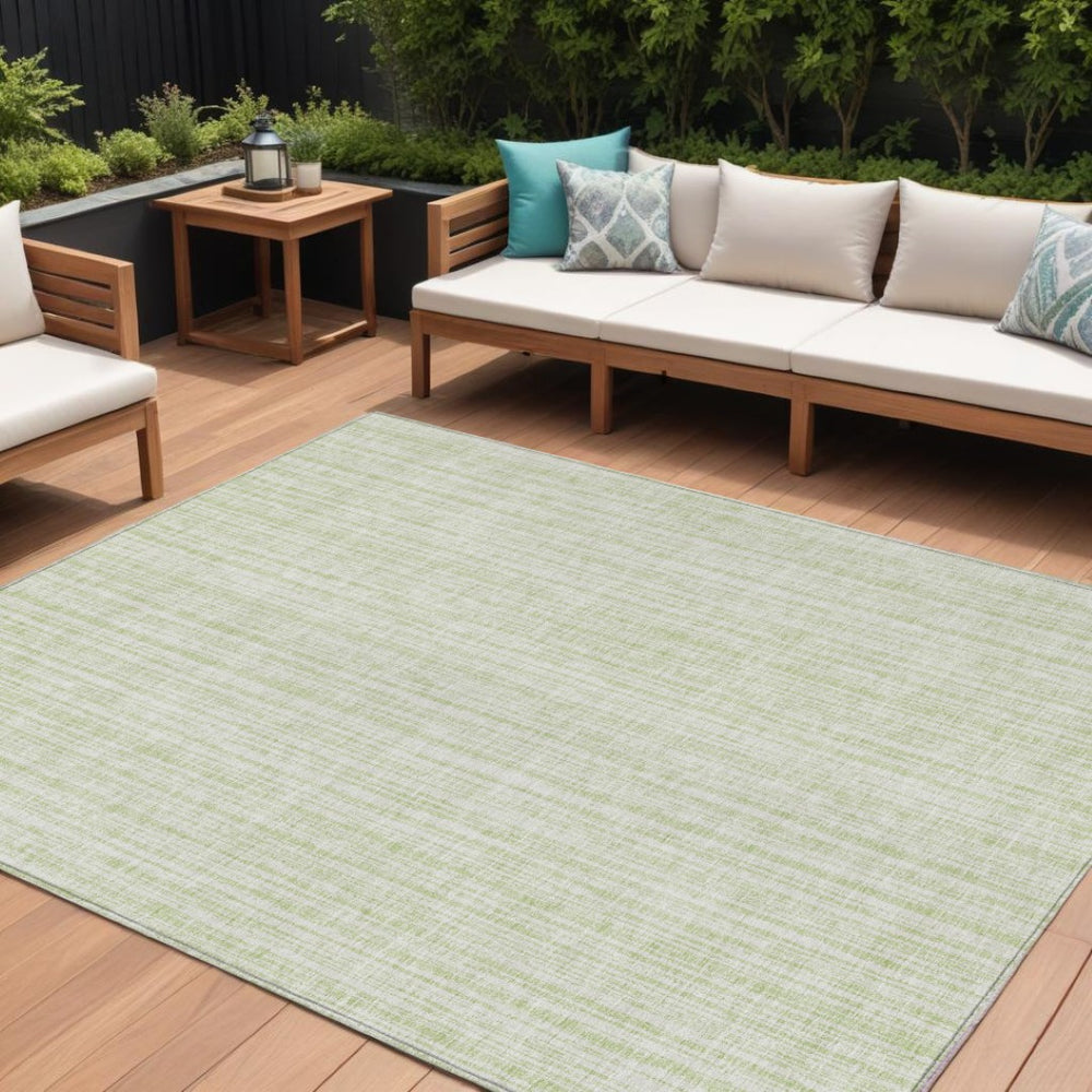 HomeRoots 5' Coastal-Inspired Mint Green and Ivory Striped Washable Area Rug for Indoor and Outdoor Use 10' X 14' 585513