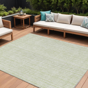 HomeRoots 5' Coastal-Inspired Mint Green and Ivory Striped Washable Area Rug for Indoor and Outdoor Use 10' X 14' 585513