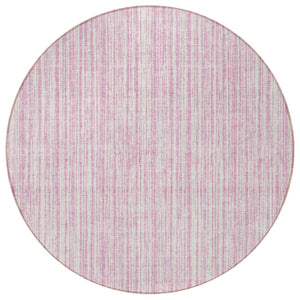 HomeRoots 5' Pink and Ivory Striped Area Rug – Durable, Machine-Washable Indoor/Outdoor Decor for Any Space 8' Round 585516