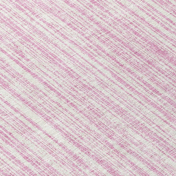 HomeRoots 5' Pink and Ivory Striped Area Rug – Durable, Machine-Washable Indoor/Outdoor Decor for Any Space 8' Round 585516