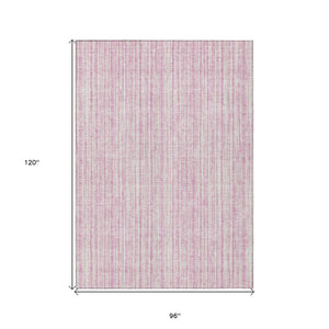 HomeRoots 5' Pink and Ivory Striped Area Rug – Durable, Machine-Washable Indoor/Outdoor Decor for Any Space 8' X 10' 585517
