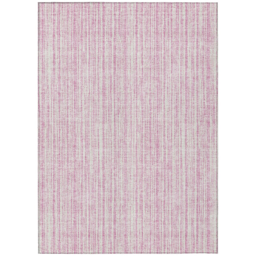 HomeRoots 5' Pink and Ivory Striped Area Rug – Durable, Machine-Washable Indoor/Outdoor Decor for Any Space 8' X 10' 585517