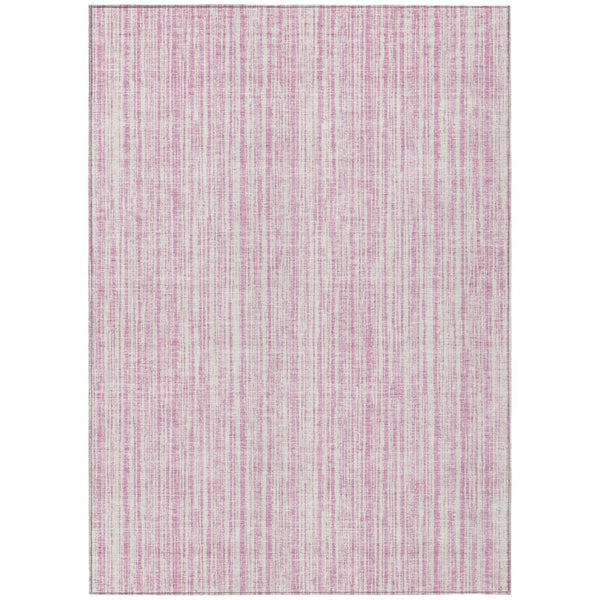 HomeRoots 5' Pink and Ivory Striped Area Rug – Durable, Machine-Washable Indoor/Outdoor Decor for Any Space 8' X 10' 585517