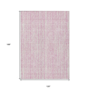 HomeRoots 5' Pink and Ivory Striped Area Rug – Durable, Machine-Washable Indoor/Outdoor Decor for Any Space 10' X 14' 585519