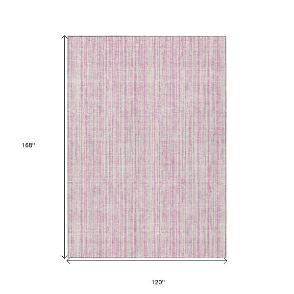 HomeRoots 5' Pink and Ivory Striped Area Rug – Durable, Machine-Washable Indoor/Outdoor Decor for Any Space 10' X 14' 585519