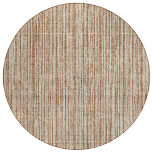 HomeRoots 5' Bright Orange and Beige Striped Indoor-Outdoor Area Rug – Durable, Washable, and Stylish! 8' Round 585522