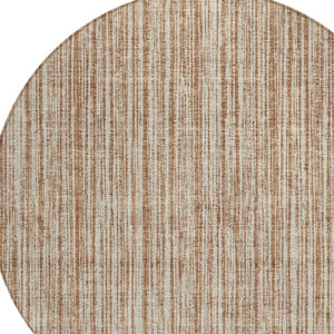 HomeRoots 5' Bright Orange and Beige Striped Indoor-Outdoor Area Rug – Durable, Washable, and Stylish! 8' Round 585522