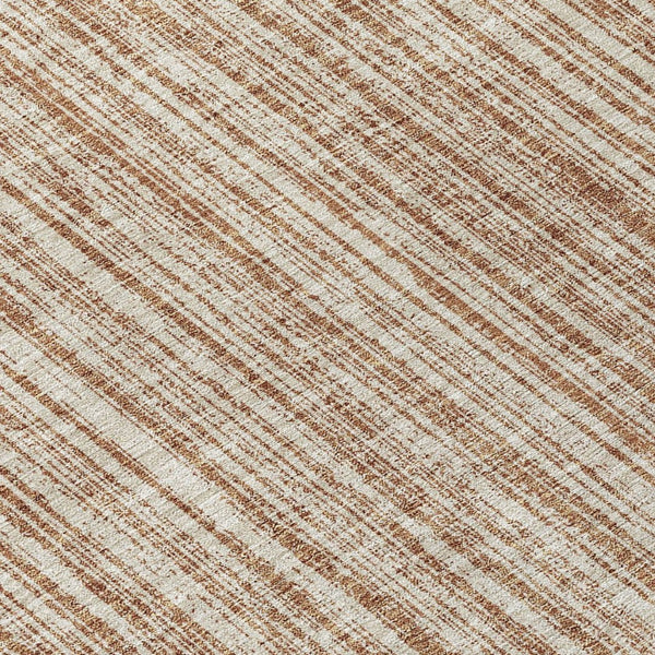HomeRoots 5' Bright Orange and Beige Striped Indoor-Outdoor Area Rug – Durable, Washable, and Stylish! 8' Round 585522