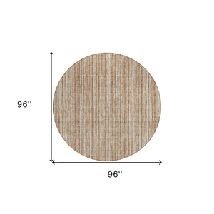 HomeRoots 5' Bright Orange and Beige Striped Indoor-Outdoor Area Rug – Durable, Washable, and Stylish! 8' Round 585522