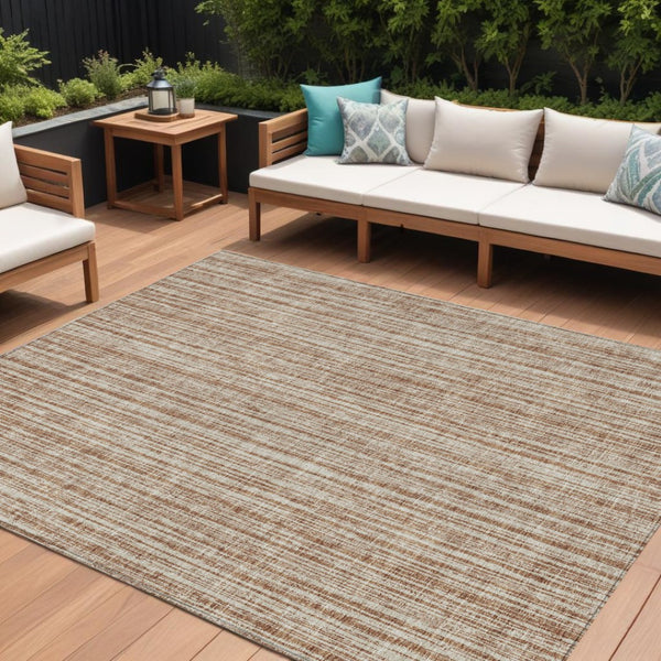 HomeRoots 9' Striped Area Rug - Durable Orange and Beige Design for Indoor & Outdoor Use, Easy Care & Stylish 9' X 12' 585524