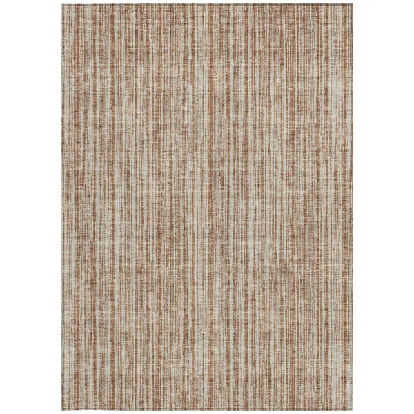 HomeRoots 5' Bright Orange and Beige Striped Indoor-Outdoor Area Rug – Durable, Washable, and Stylish! 10' X 14' 585525