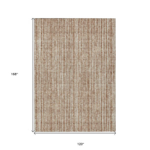 HomeRoots 5' Bright Orange and Beige Striped Indoor-Outdoor Area Rug – Durable, Washable, and Stylish! 10' X 14' 585525
